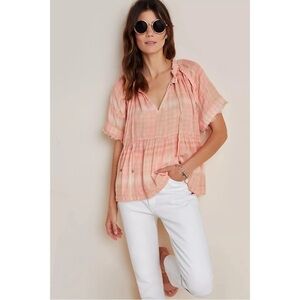 Anthropologie Pilcro The Bette Babydoll Blouse Top in 100% Cotton, Size Small